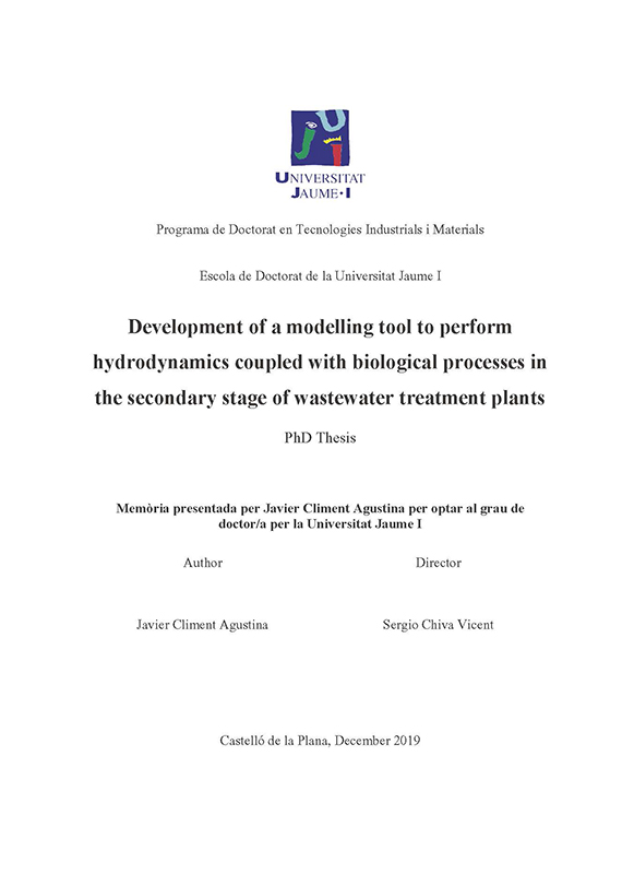 Development of a modelling tool to perform hydrodynamics coupled with biological processes in the secondary stage of wastewater treatment plants