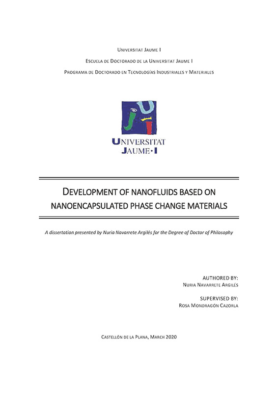 Development of nanofluidst based on nanoencapsulated phase change materials